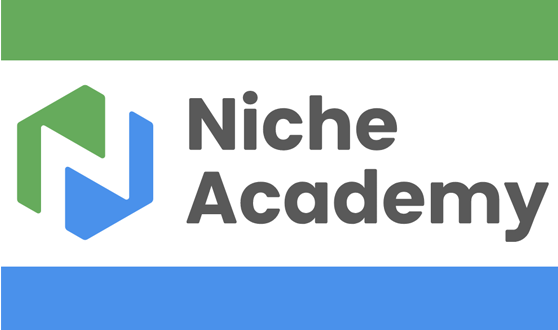 Blue and green hexagon logo with a white N in the center and text: Niche Academy