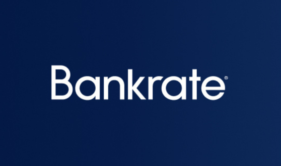 Dark blue background with white text Bankrate