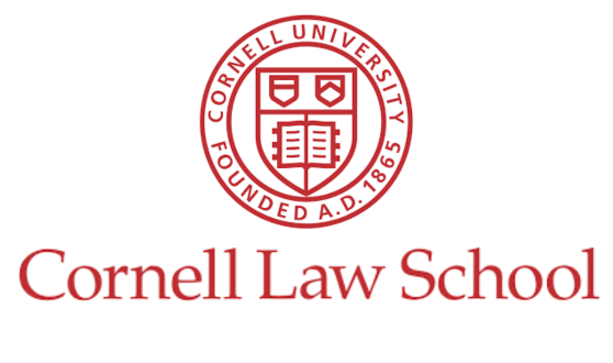 Circle containing a shield with a book and text Cornell University Founded A.D. 1865 Cornell Law School