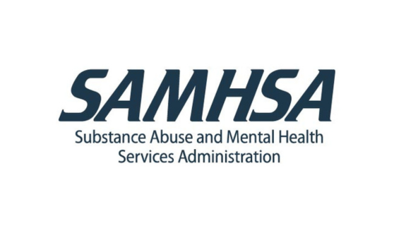 Dark gray italic font reading SAMHSA: Substance Abuse and Mental Health Administration