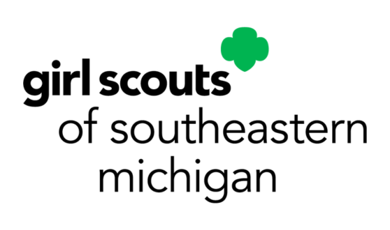 Green four leaf clover and text girl scouts of southeastern michigan