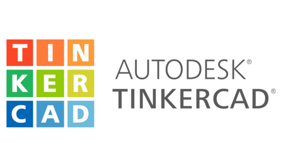Set of nine colorful squares in rainbow shades with one letter of the word TINKERCAD in each and then gray text Autodesk Tinkercad