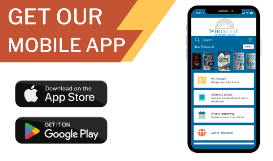 Get Our Mobile App: Download on the App Store with apple logo, Get it on Google Play with the play store logo, and image of the app homescreen as seen on a phone screen.