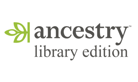 Leaf logo and text Ancestry Library Edition