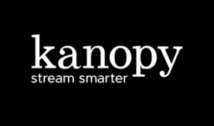 Black background with white text: kanopy stream smarter