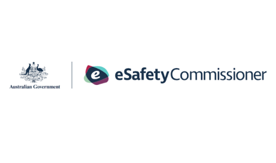 Logo of the Australian Government and eSafety Commissioner. The eSafety logo features a stylized "e" with vibrant colors next to the text.