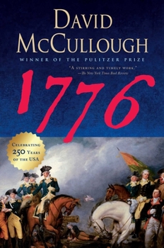 Cover of 1776 by David McCullough featuring a painting of Washington on a horse and other soldiers
