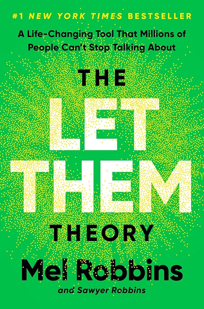 Cover of The Let Them Theory by Mel Robbins, all text without any pictures