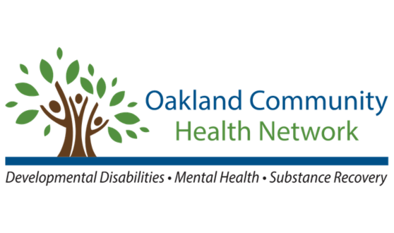 Logo of tree with shapes like people for the trunk and text Oakland Community Health Network: Developmental disabilities, mental health, substance recovery