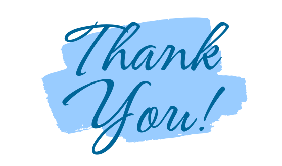 Thank You! in fancy blue script
